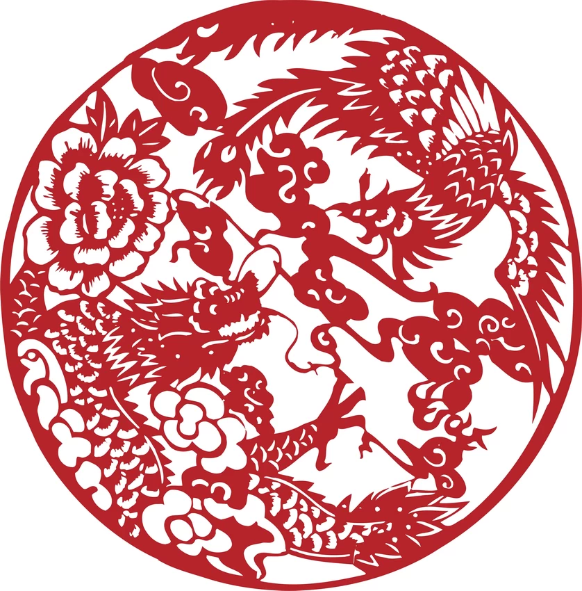 中国风传统民俗吉祥喜庆镂空剪纸窗花图案插画AI矢量PNG设计素材【107】